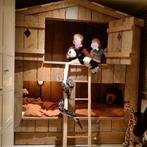 Stapelbed/speelhuisje steigerhout, Ophalen, Tweepersoons, 90 cm, Stapelbed