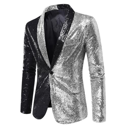 Heren zilveren zwart glitter colbert / mannen blazer paillet, Kleding | Heren, Kostuums en Colberts, Nieuw, Verzenden