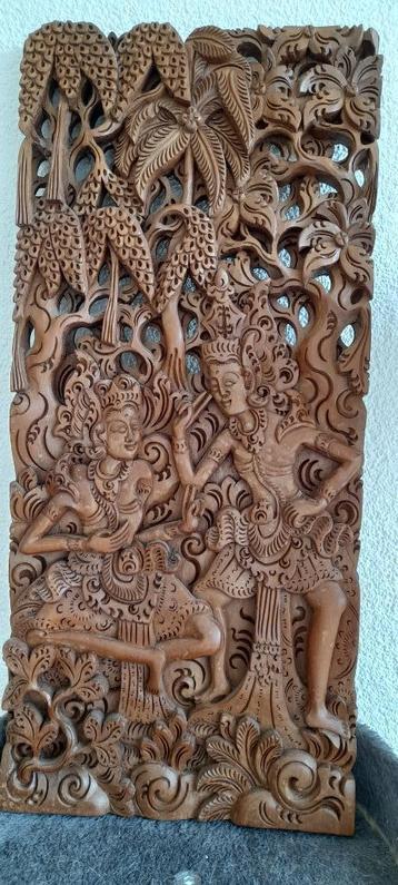 Handgemaakt Houten Wandpaneel uit Bali - 3D Reliëf 50 x 22 beschikbaar voor biedingen