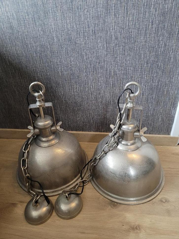 Mooie industriële hanglamp 2x, Huis en Inrichting, Lampen | Hanglampen, Zo goed als nieuw, Minder dan 50 cm, Metaal, Ophalen