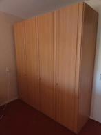 Kledingkast,  4 deurs, beuken kleur, hang en leg., Huis en Inrichting, Ophalen, Gebruikt, 50 tot 75 cm, 200 cm of meer
