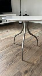 Witte bijzettafel - zilver onderstel, 55cm, Huis en Inrichting, Tafels | Eettafels, Ophalen, Rond, 50 tot 100 cm, Zo goed als nieuw