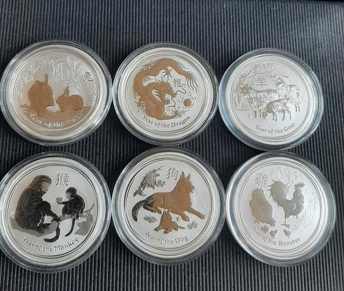 6 Stuks 1/2 oz LUNAR II., Postzegels en Munten, Edelmetalen en Baren, Zilver, Ophalen of Verzenden