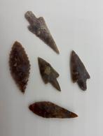 5x speer/pijlpunten uit de sahara, Verzamelen, Mineralen en Fossielen, Ophalen of Verzenden, Mineraal