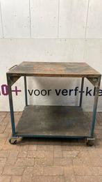 Stalen werk bank met2 bok en 2 Zwenkwielen 2 etages, Ophalen, Gebruikt