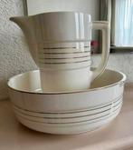 Vintage Wastafelset Kan en Kom met Gouden Lijnen Keramiek Aa, Ophalen