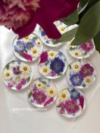 Kleurrijke onderzetters met echte gedroogde bloemen Epoxy, Ophalen, Nieuw, Glas of Kopje