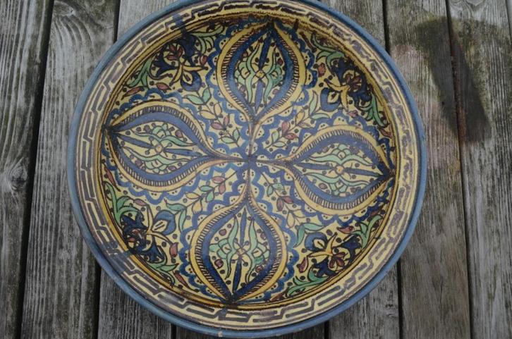 Groot en fraai Marokkaanse schaal, aardewerk, Fez of Safi, Antiek en Kunst, Antiek | Keramiek en Aardewerk, Ophalen of Verzenden