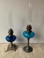 2 Prachtige blauwe olielampen, Antiek en Kunst, Ophalen of Verzenden