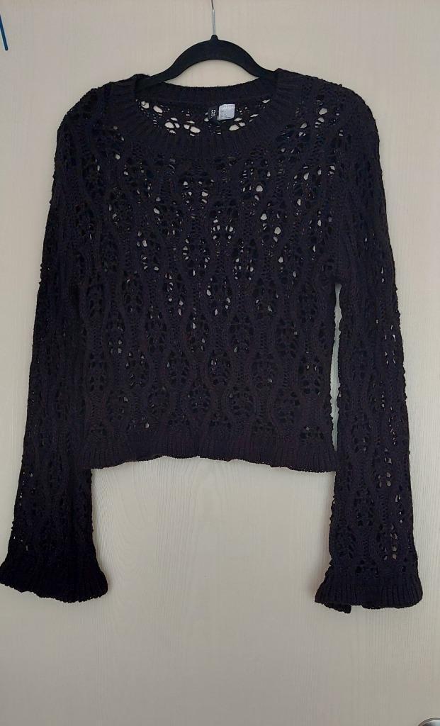 Zwarte open gehaakte trui, H&M, maat S, Nieuw, Kleding | Dames, Truien en Vesten, Nieuw, Maat 42/44 (L), Zwart, Ophalen of Verzenden