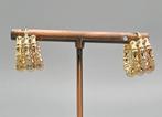 18 Krt. Vintage gouden tri-color bamboe oorbellen. 2025/566., Hangers, ., Ophalen of Verzenden, Zo goed als nieuw