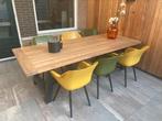 Tuintafel met aluminium poten en Hartman kuipstoelen, Tuin en Terras, Tuintafels, Teakhout, Rechthoekig, Zo goed als nieuw, Ophalen