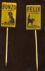 2 leuke speldjes FELIX KAT POES BONZO HOND. (A5), Verzamelen, Verzenden, Gebruikt, Overige onderwerpen