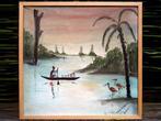 Afrikaans schilderij c60jr oud? 62cm Ngoi P Damien Afrika c5, Antiek en Kunst, Kunst | Schilderijen | Klassiek, Ophalen of Verzenden