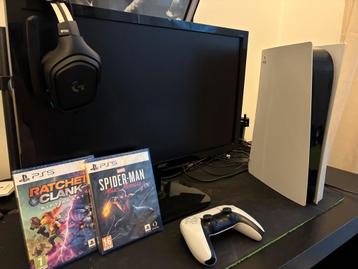 PlayStation 5 disc (PS5) + monitor en headset + spellen beschikbaar voor biedingen