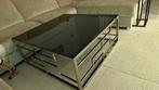 Salon Tafel Glas met design Chrome poot, Ophalen, Minder dan 50 cm, Rechthoekig, 100 tot 150 cm