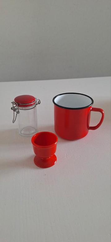 Vintage Rode Keukenitems - Set van 3 beschikbaar voor biedingen