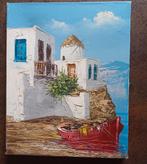 Schilderij Santorini - 28x23cm, Antiek en Kunst, Kunst | Schilderijen | Klassiek, Verzenden
