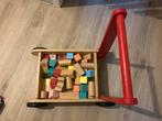 Houten Blokkenwagen / Loopkar - Verstelbaar Stuur, Ophalen of Verzenden, Zo goed als nieuw, Duw- of Trekspeelgoed