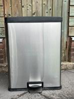 Dubbele prullenbak RVS, Huis en Inrichting, Woonaccessoires | Prullenbakken, Ophalen, Gebruikt, Met pedaal, 50 tot 75 cm