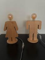 Eth Tafellamp Set - Mannetje en Vrouwtje, Ophalen, Zo goed als nieuw, Hout, Minder dan 100 cm