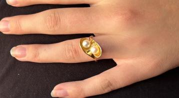 Design 14k gouden dames zoetwater parel slag ring fraai luxe beschikbaar voor biedingen