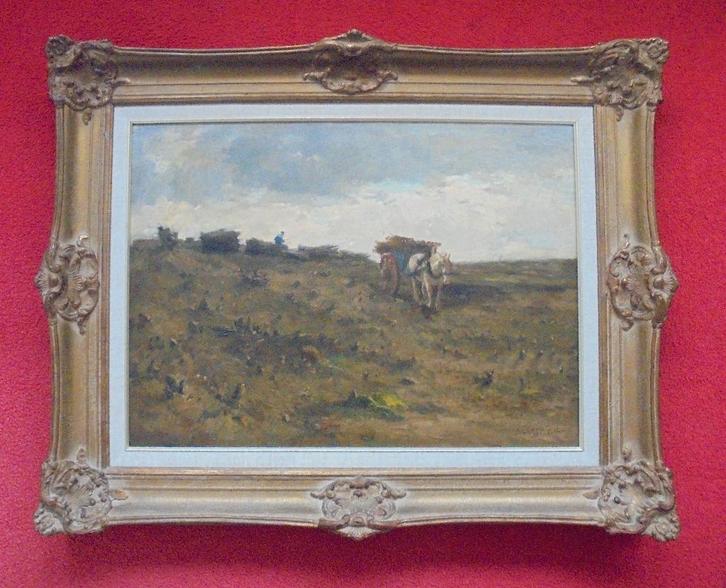 Frans Langeveld 1877-1939.Boer met paard en wagen., Antiek en Kunst, Kunst | Schilderijen | Klassiek, Ophalen