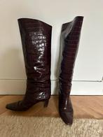 Bruine leren kniehoge laarzen Massimo Dutti, Kleding | Dames, Hoge laarzen, Ophalen of Verzenden, Zo goed als nieuw, Bruin