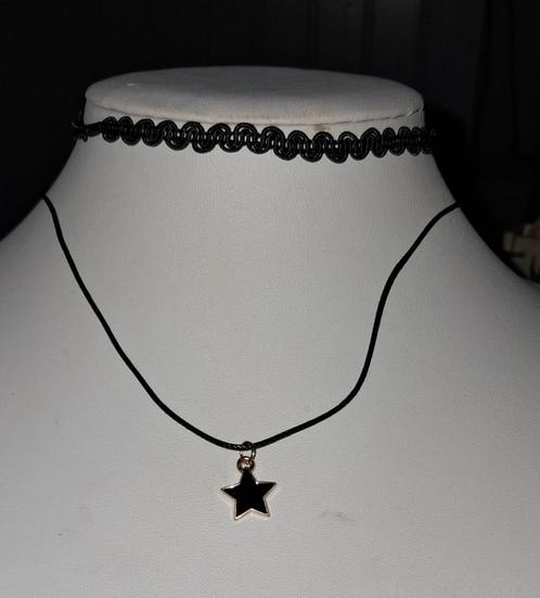 Mooie nieuwe zwarte dubbele ketting met ster, Sieraden, Tassen en Uiterlijk, Kettingen, Nieuw, Overige materialen, Zwart, Verstelbaar