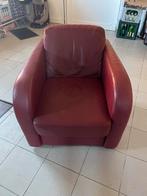 Lederen fauteuil - Bordeaux rood, Huis en Inrichting, Fauteuils, Ophalen, Minder dan 75 cm, Leer, Zo goed als nieuw