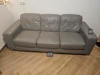 Gratis 3-zits grijze bank - leer, Ophalen, Gebruikt, Driepersoons, Rechte bank