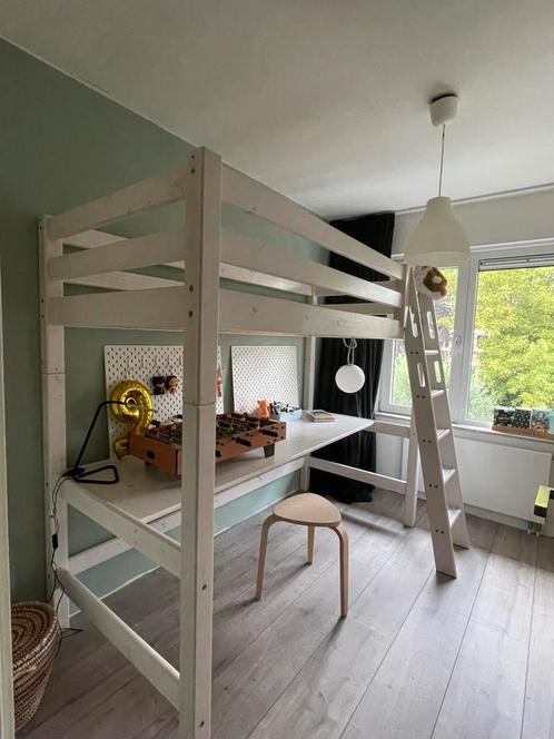 Flexa hoogslaper met bureau, Huis en Inrichting, Slaapkamer | Stapelbedden en Hoogslapers, Gebruikt, Hoogslaper, 90 cm, 200 cm