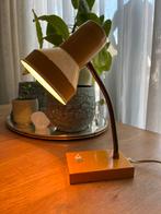 Vintage verstelbare bureaulamp/tafellamp oker geel, Antiek en Kunst, Antiek | Lampen, Ophalen of Verzenden