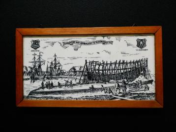 Tegel met gravure van de Schelde werf KMS Vlissingen 1964