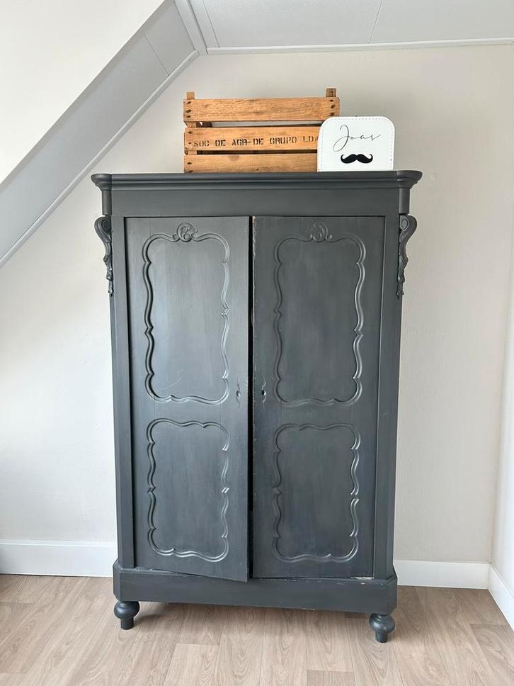 Antiek geschilderde legkast met roede, Antiek en Kunst, Antiek | Meubels | Kasten, Ophalen