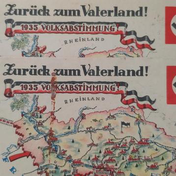 Zurück zum Vaterland Nazi Duitsland postkaart 1935, 2 stuks beschikbaar voor biedingen