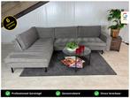 GRATIS LEVERING Ribstof Hoekbank Grijs 285x200 GEREINIGD, 250 tot 300 cm, Ophalen of Verzenden, Zo goed als nieuw, 150 cm of meer