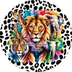 LF4086 ouwel safari dieren leeuw tijger 20x4,7cm eetbaar ver, Ophalen of Verzenden, Nieuw, Cupcakes, Versiering