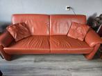 Rode lederlook bank, Ophalen, Gebruikt, Driepersoons, Rechte bank