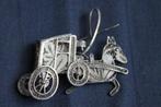 Broche van zilver, filigrain koets met paard, Indonesisch, Ophalen of Verzenden, Zilver