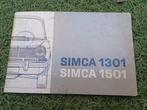 Simca 1301-1501 , Handleiding Instructieboekje , nederlands, Ophalen