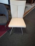 6 Nieuwe LEREN stoelen off-White + Rvs spinpoot.€ 119,= p.st, Ophalen, Wit, Nieuw, Metaal