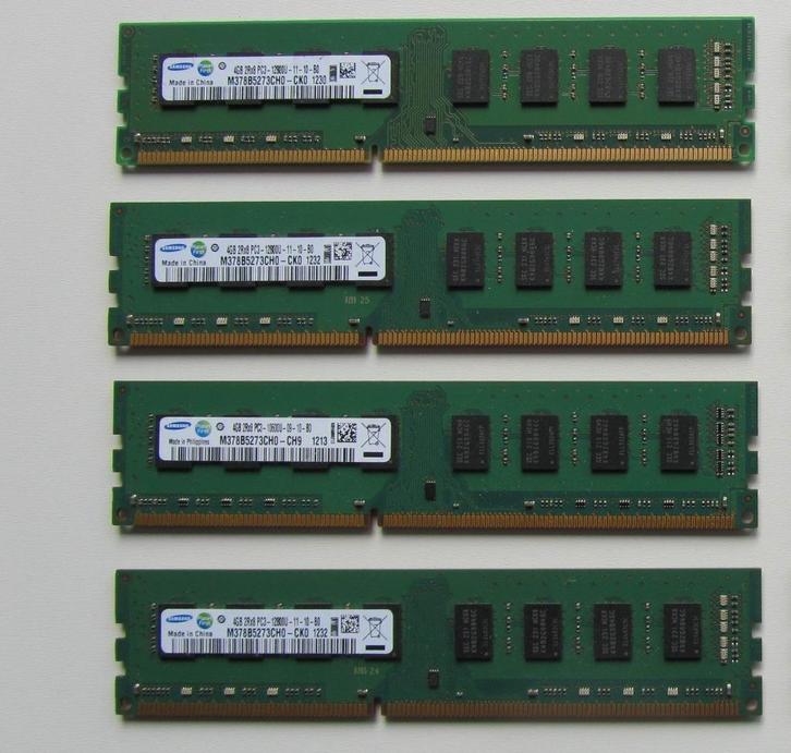 4GB 8GB 16GB Kits Samsung PC3-12800 u (1600MHz) DDR3  geheug, Computers en Software, RAM geheugen, Zo goed als nieuw, Desktop