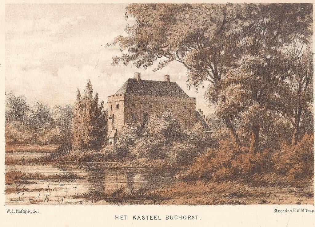 Het Kasteel Buchorst Litho W.J. Hofdijk 1883 Zalk Buckhorst, Ophalen of Verzenden
