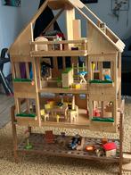 Mooi houten poppenhuis, kompleet, 75x65x43, Ophalen of Verzenden, Gebruikt, Poppenhuis