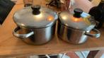 2 roestvrijstale pannen niet inductie, Huis en Inrichting, Keuken | Potten en Pannen, Ophalen of Verzenden, Zo goed als nieuw