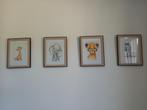 4 schilderijtjes kinderkamer, Ophalen, Zo goed als nieuw, Wanddecoratie