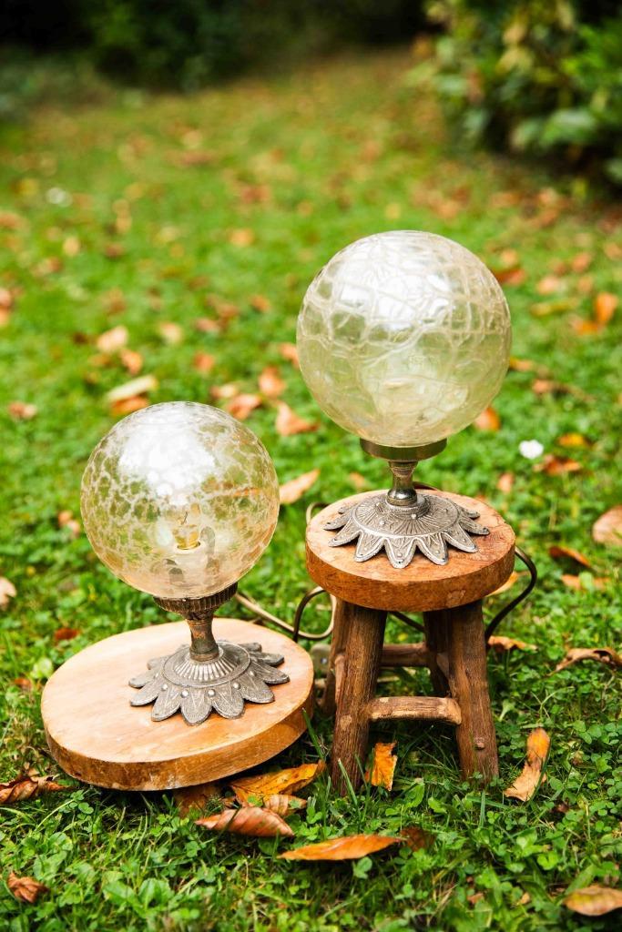 Bolia I & II  Vintage tablelamps, Huis en Inrichting, Lampen | Tafellampen, Zo goed als nieuw, Minder dan 50 cm, Glas, Metaal