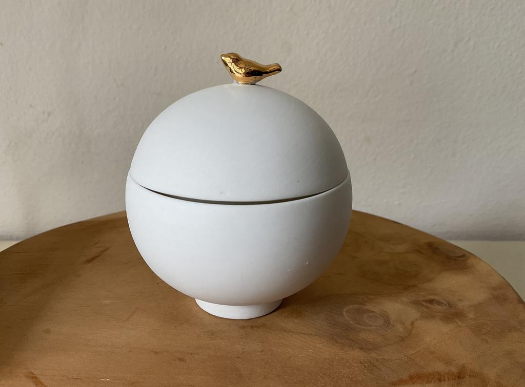 Rader potje met deksel en gouden vogeltje, Overige typen, Nieuw, Ophalen of Verzenden, Overige stijlen