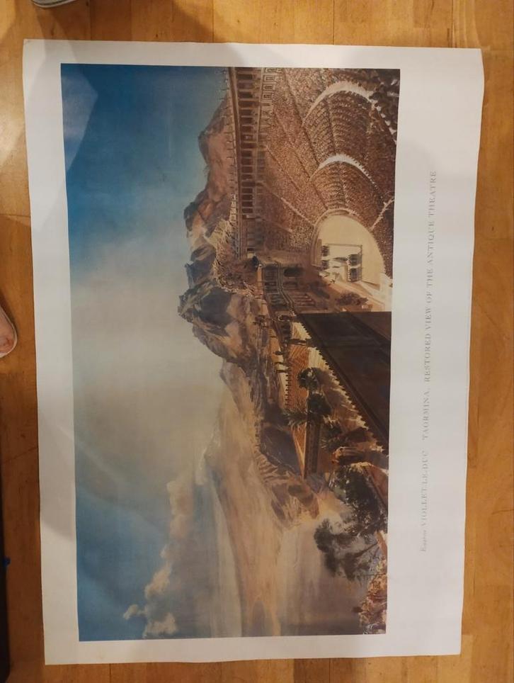 Taormina Antiek Theater - Gerestaureerd Zicht, Verzamelen, Posters, Nieuw, Overige onderwerpen, Rechthoekig Liggend, Ophalen of Verzenden